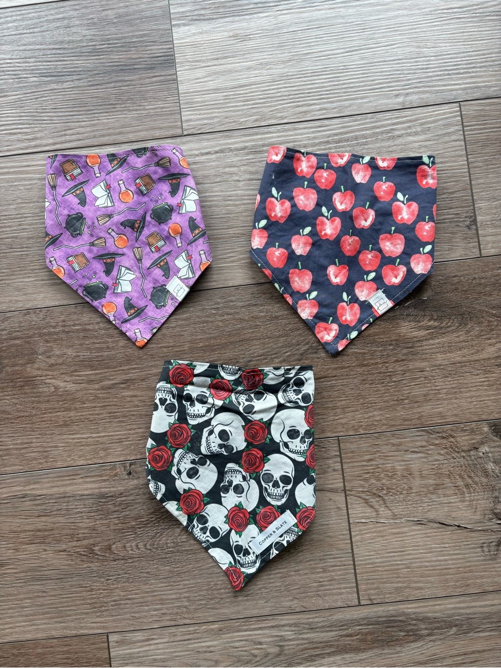 Fall and Halloween Snap-On Dog Bandanas - Set of 3 (2 reversible)